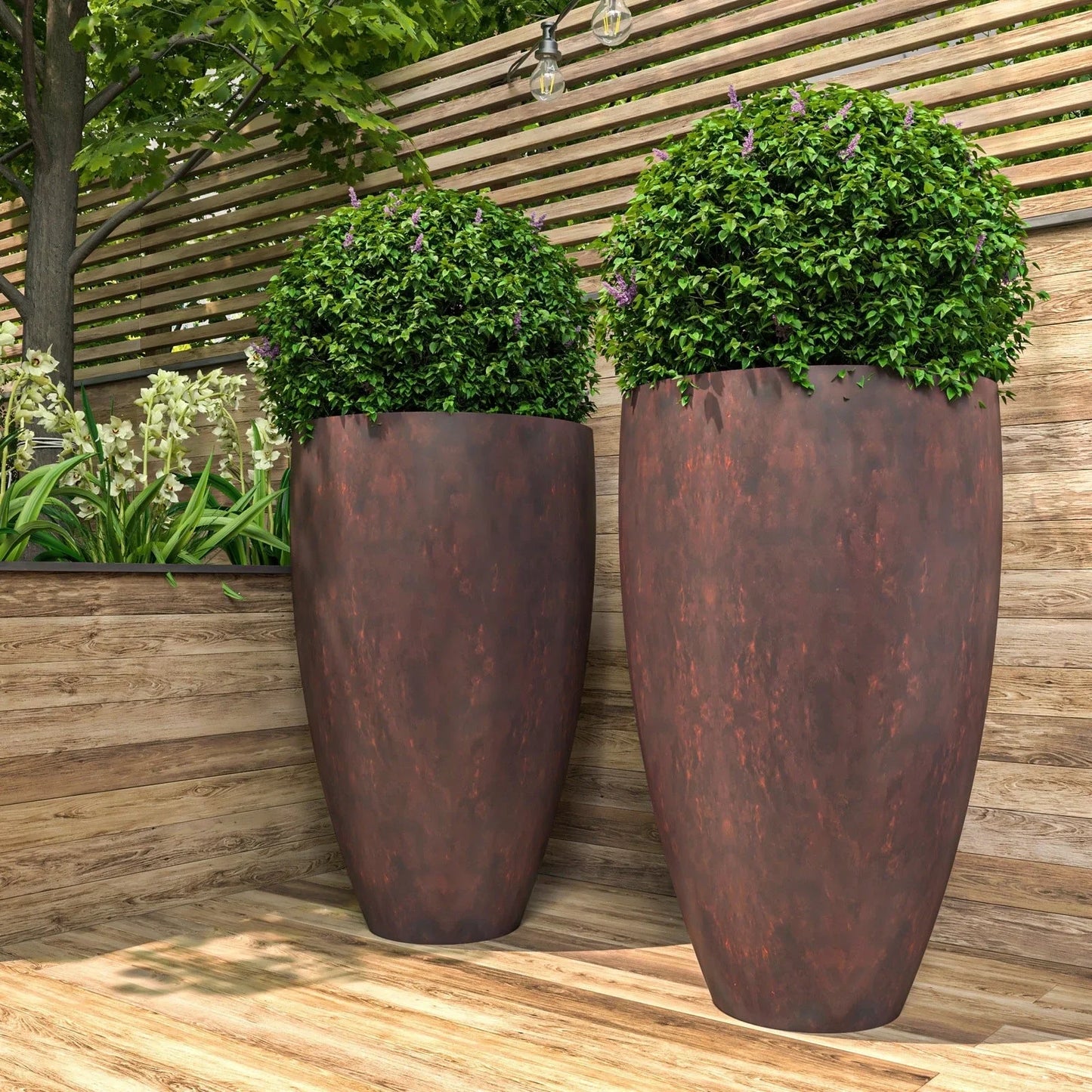 Petal Tapered Round Planter in Fiberstone and Clay for Indoor and Outdoor - Elax Furniture
