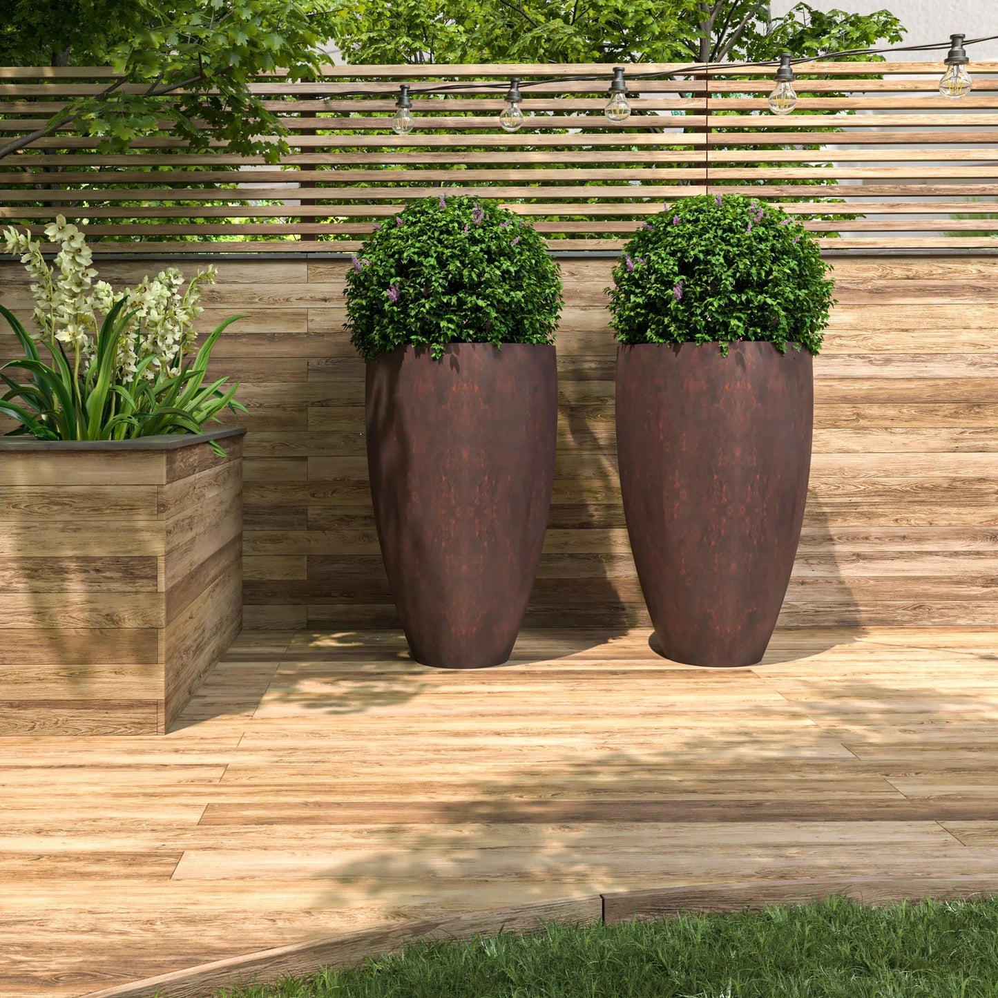 Petal Tapered Round Planter in Fiberstone and Clay for Indoor and Outdoor - Elax Furniture