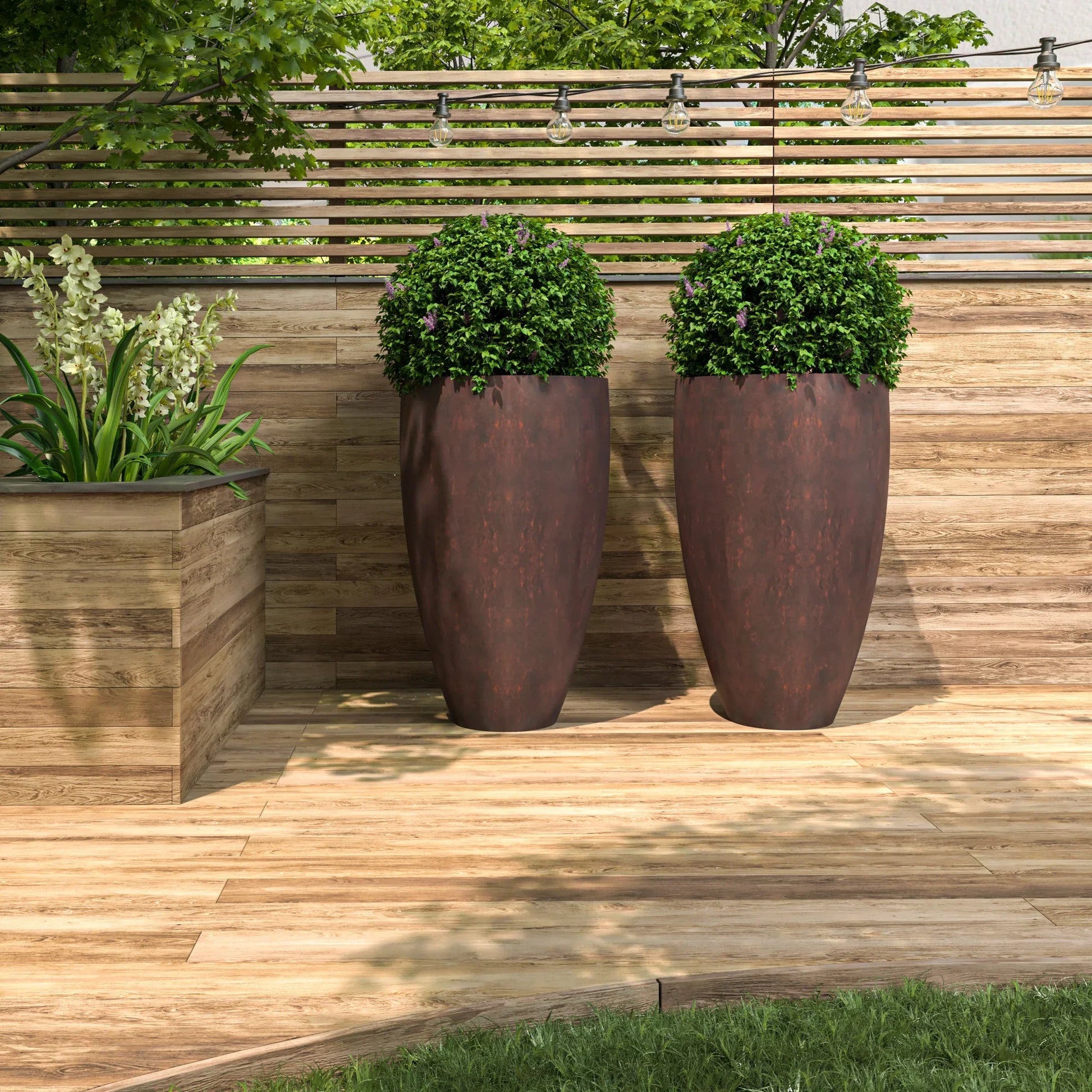 Petal Tapered Round Planter in Fiberstone and Clay for Indoor and Outdoor - Elax Furniture