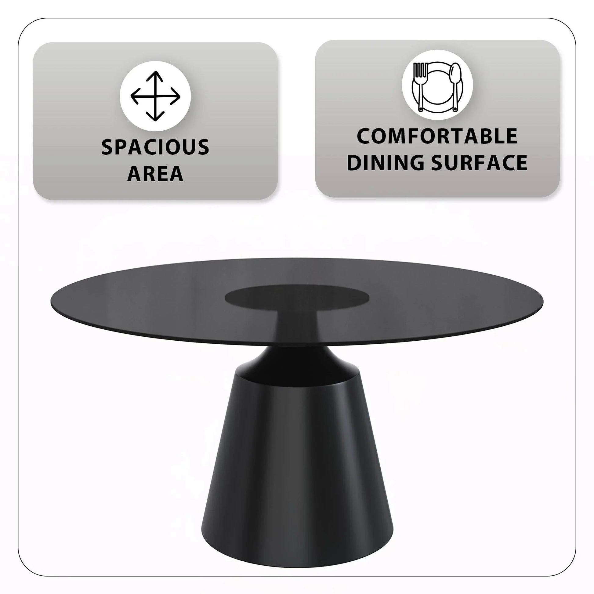 Prynn Modern Round Dining Table with a Sintered Stone/Glass Top in Stainless Steel - Elax Furniture