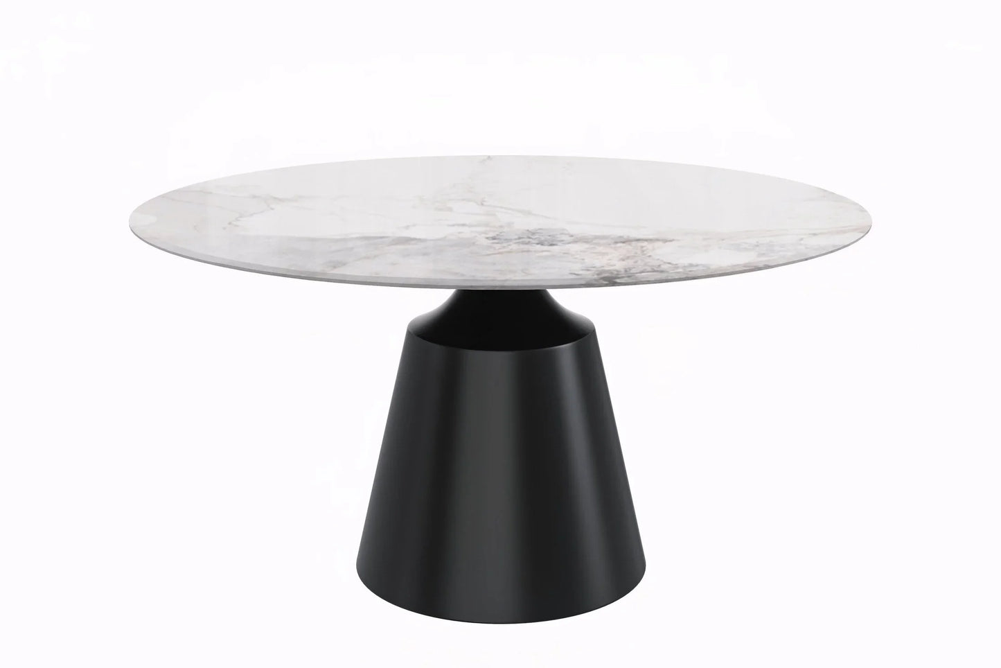 Prynn Modern Round Dining Table with a Sintered Stone/Glass Top in Stainless Steel - Elax Furniture