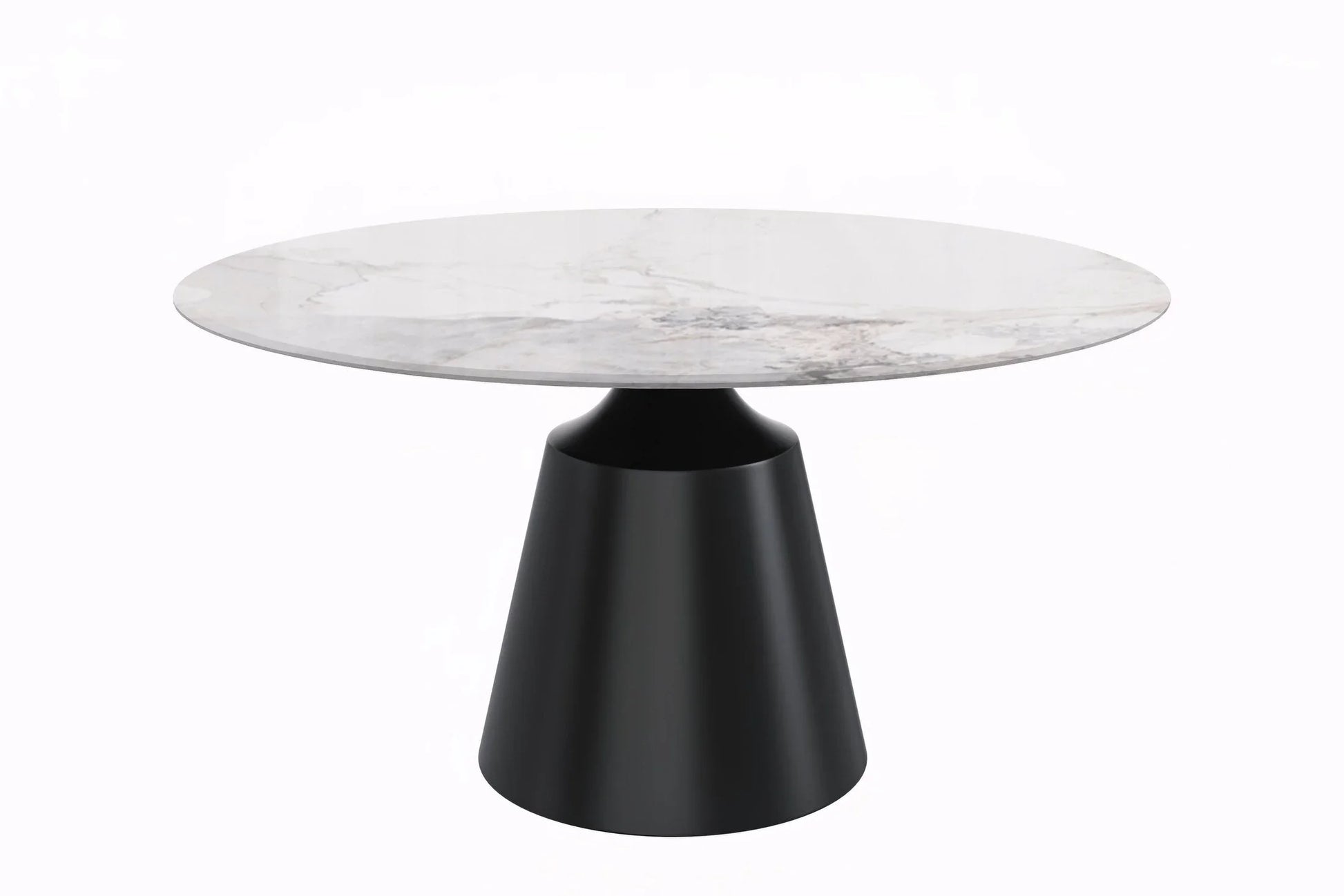 Prynn Modern Round Dining Table with a Sintered Stone/Glass Top in Stainless Steel - Elax Furniture