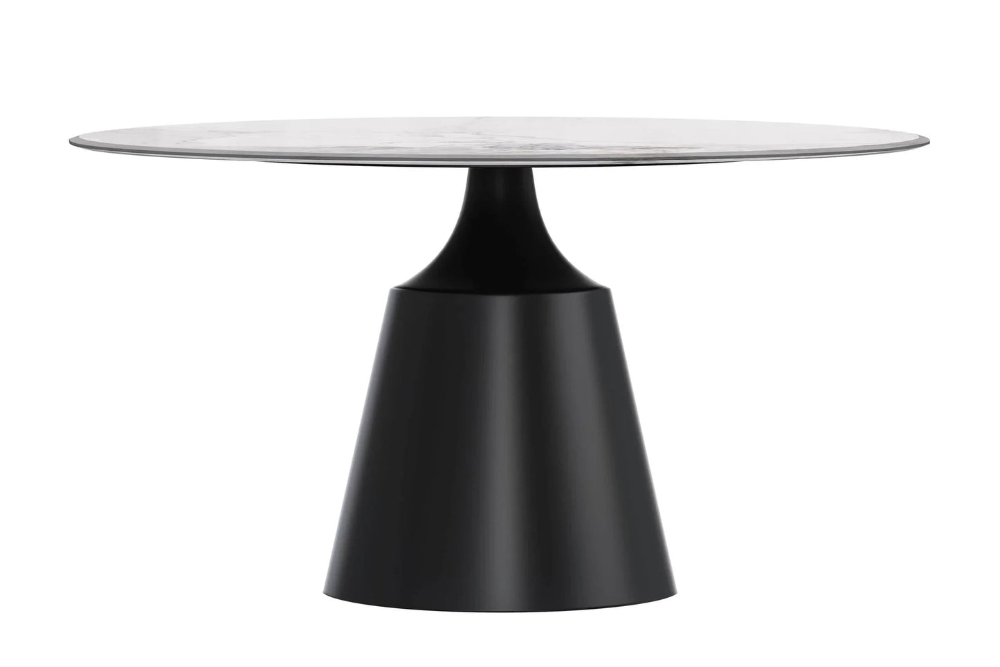 Prynn Modern Round Dining Table with a Sintered Stone/Glass Top in Stainless Steel - Elax Furniture