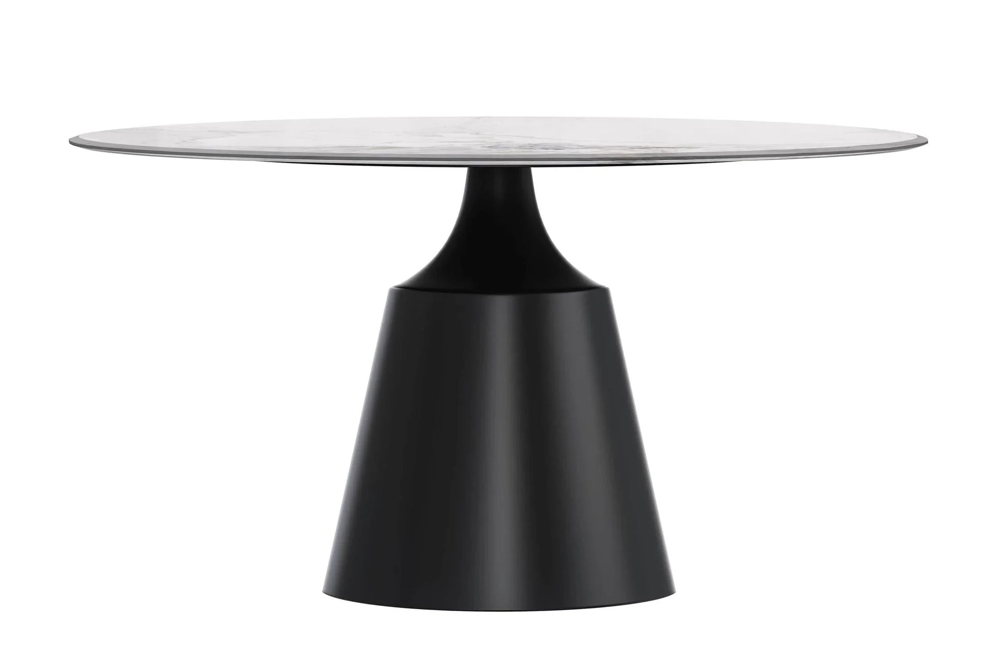 Prynn Modern Round Dining Table with a Sintered Stone/Glass Top in Stainless Steel - Elax Furniture