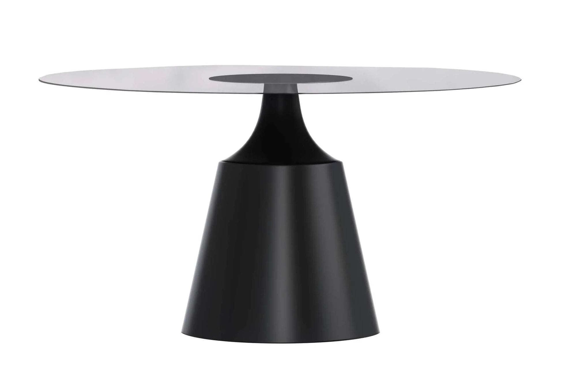 Prynn Modern Round Dining Table with a Sintered Stone/Glass Top in Stainless Steel - Elax Furniture