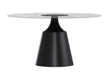 Prynn Modern Round Dining Table with a Sintered Stone/Glass Top in Stainless Steel - Elax Furniture