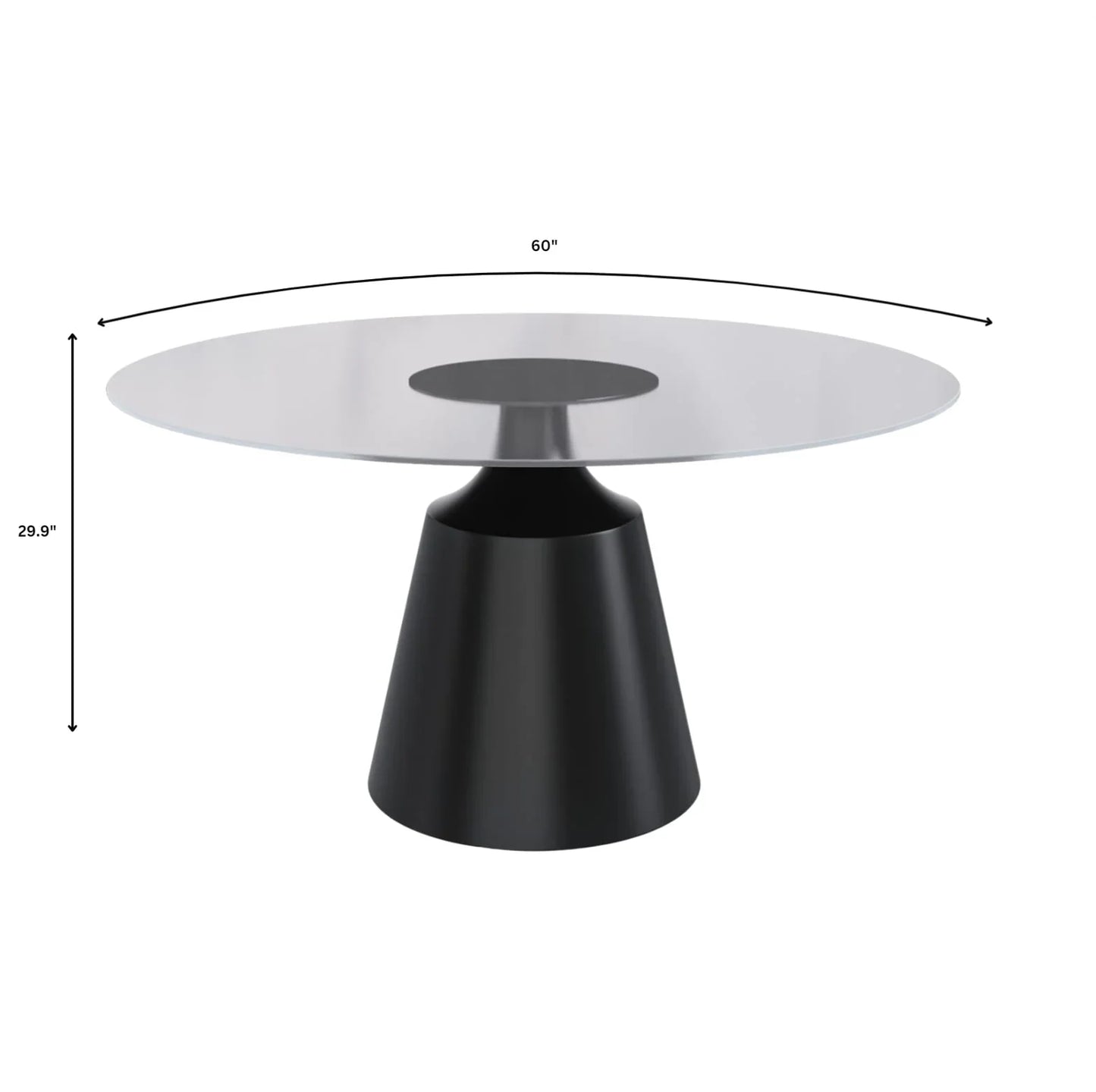 Prynn Modern Round Dining Table with a Sintered Stone/Glass Top in Stainless Steel - Elax Furniture