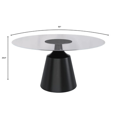 Prynn Modern Round Dining Table with a Sintered Stone/Glass Top in Stainless Steel - Elax Furniture