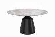 Prynn Modern Round Dining Table with a Sintered Stone/Glass Top in Stainless Steel - Elax Furniture
