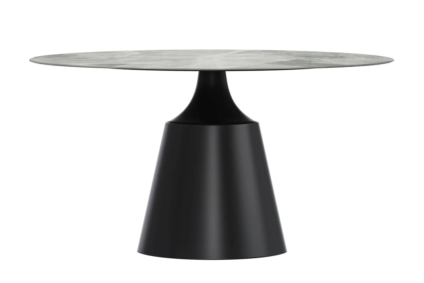 Prynn Modern Round Dining Table with a Sintered Stone/Glass Top in Stainless Steel - Elax Furniture
