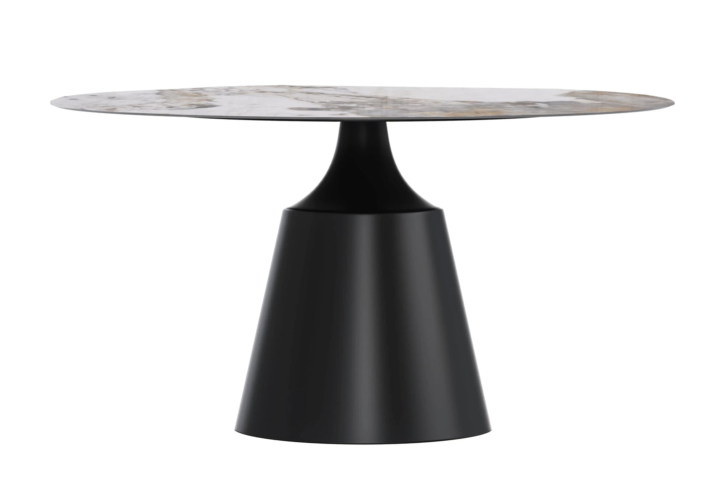 Prynn Modern Round Dining Table with a Sintered Stone/Glass Top in Stainless Steel - Elax Furniture