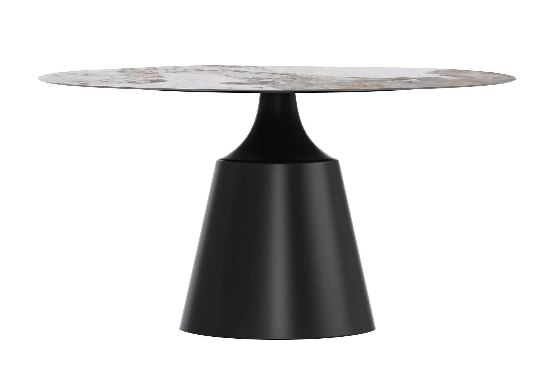 Prynn Modern Round Dining Table with a Sintered Stone/Glass Top in Stainless Steel - Elax Furniture