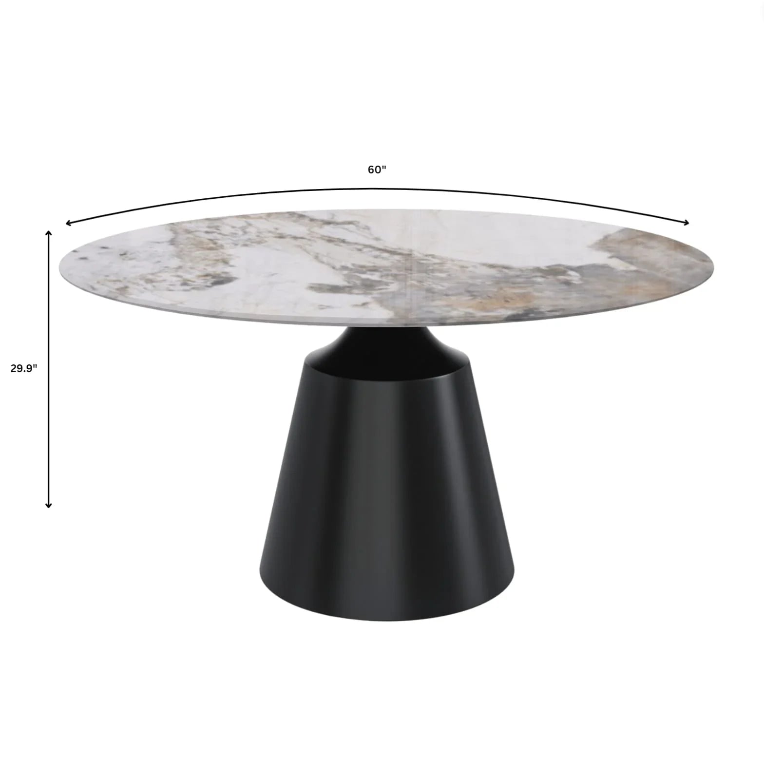 Prynn Modern Round Dining Table with a Sintered Stone/Glass Top in Stainless Steel - Elax Furniture