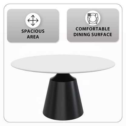 Prynn Modern Round Dining Table with a Sintered Stone/Glass Top in Stainless Steel - Elax Furniture