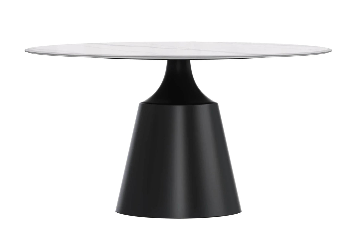 Prynn Modern Round Dining Table with a Sintered Stone/Glass Top in Stainless Steel - Elax Furniture