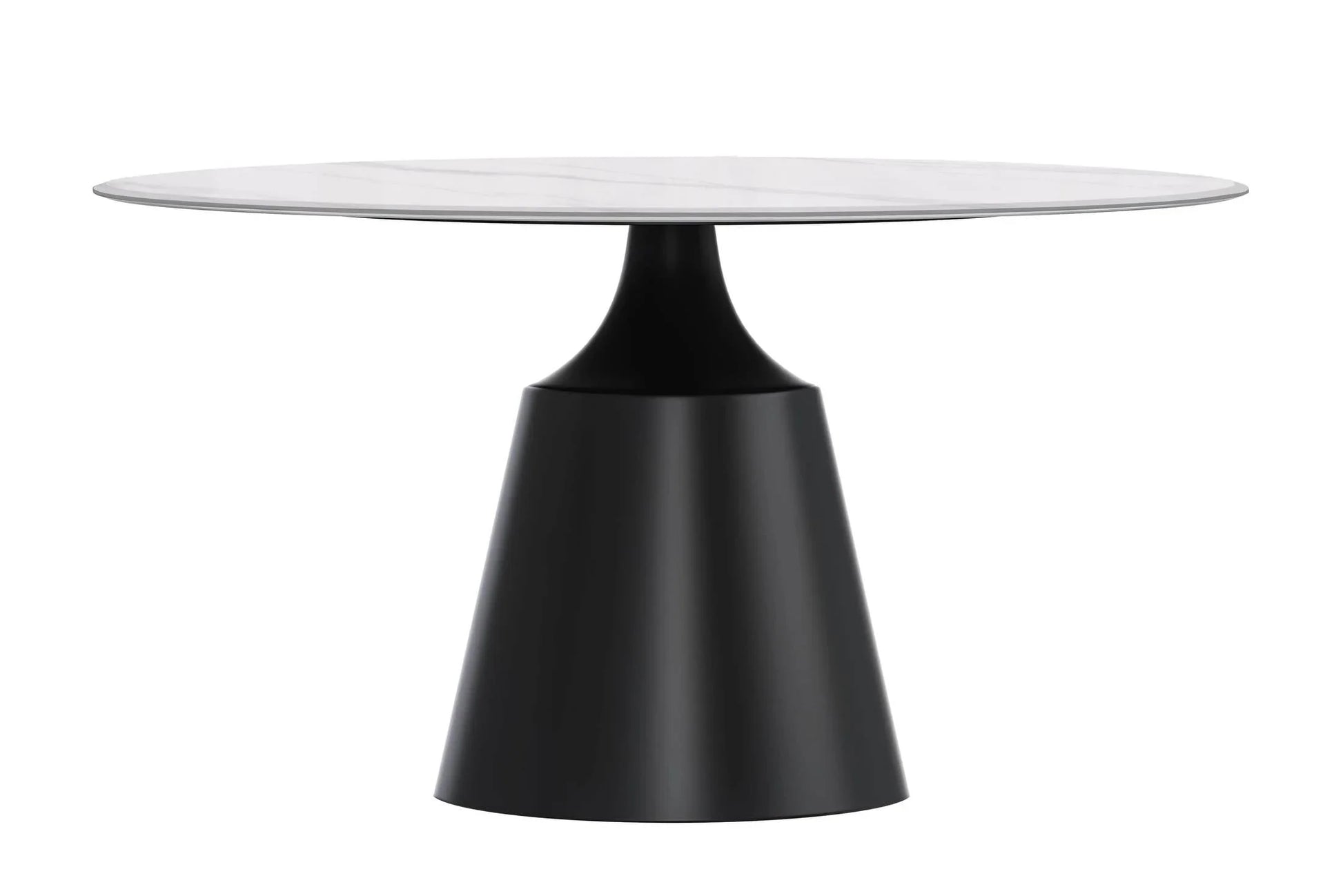 Prynn Modern Round Dining Table with a Sintered Stone/Glass Top in Stainless Steel - Elax Furniture