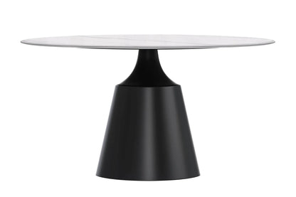 Prynn Modern Round Dining Table with a Sintered Stone/Glass Top in Stainless Steel - Elax Furniture