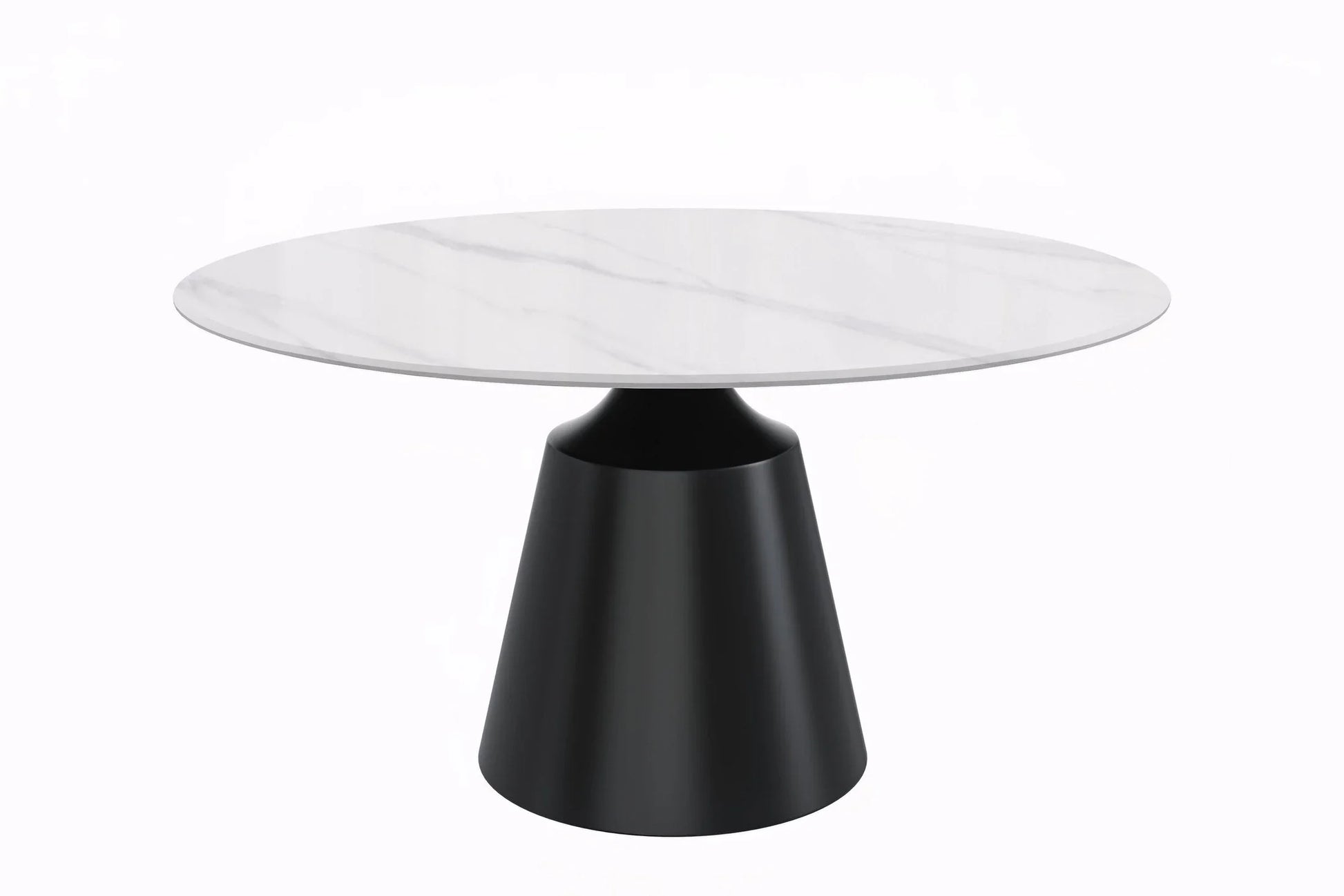 Prynn Modern Round Dining Table with a Sintered Stone/Glass Top in Stainless Steel - Elax Furniture