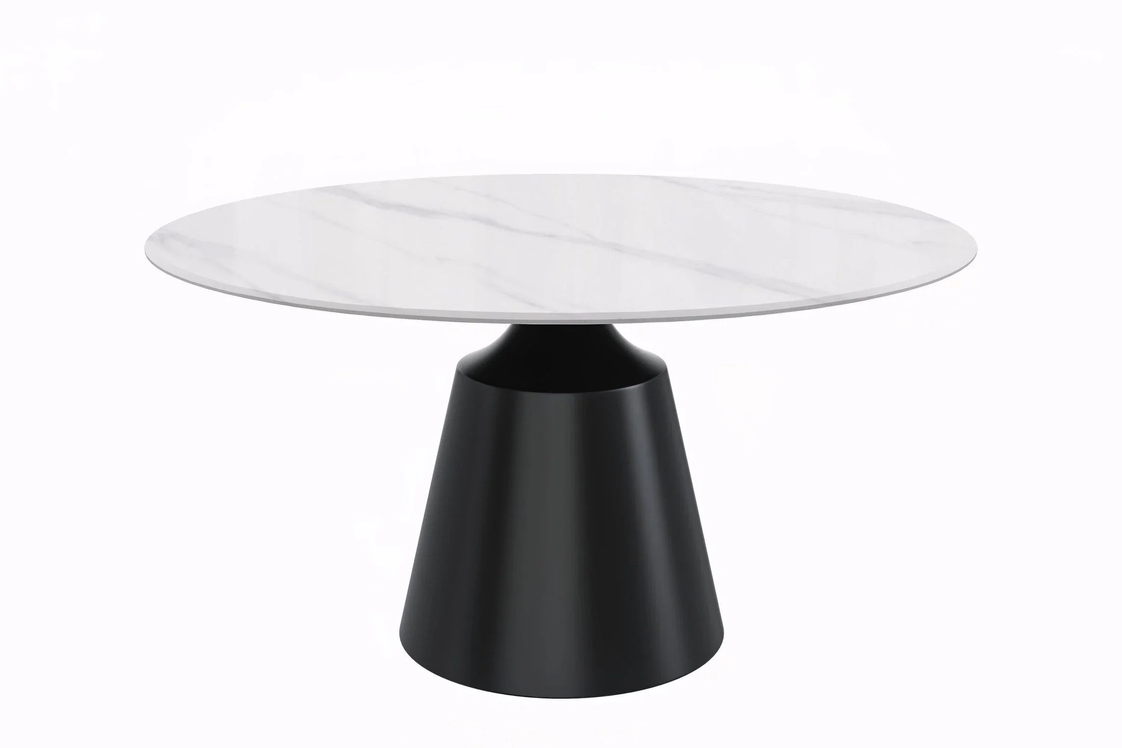 Prynn Modern Round Dining Table with a Sintered Stone/Glass Top in Stainless Steel - Elax Furniture