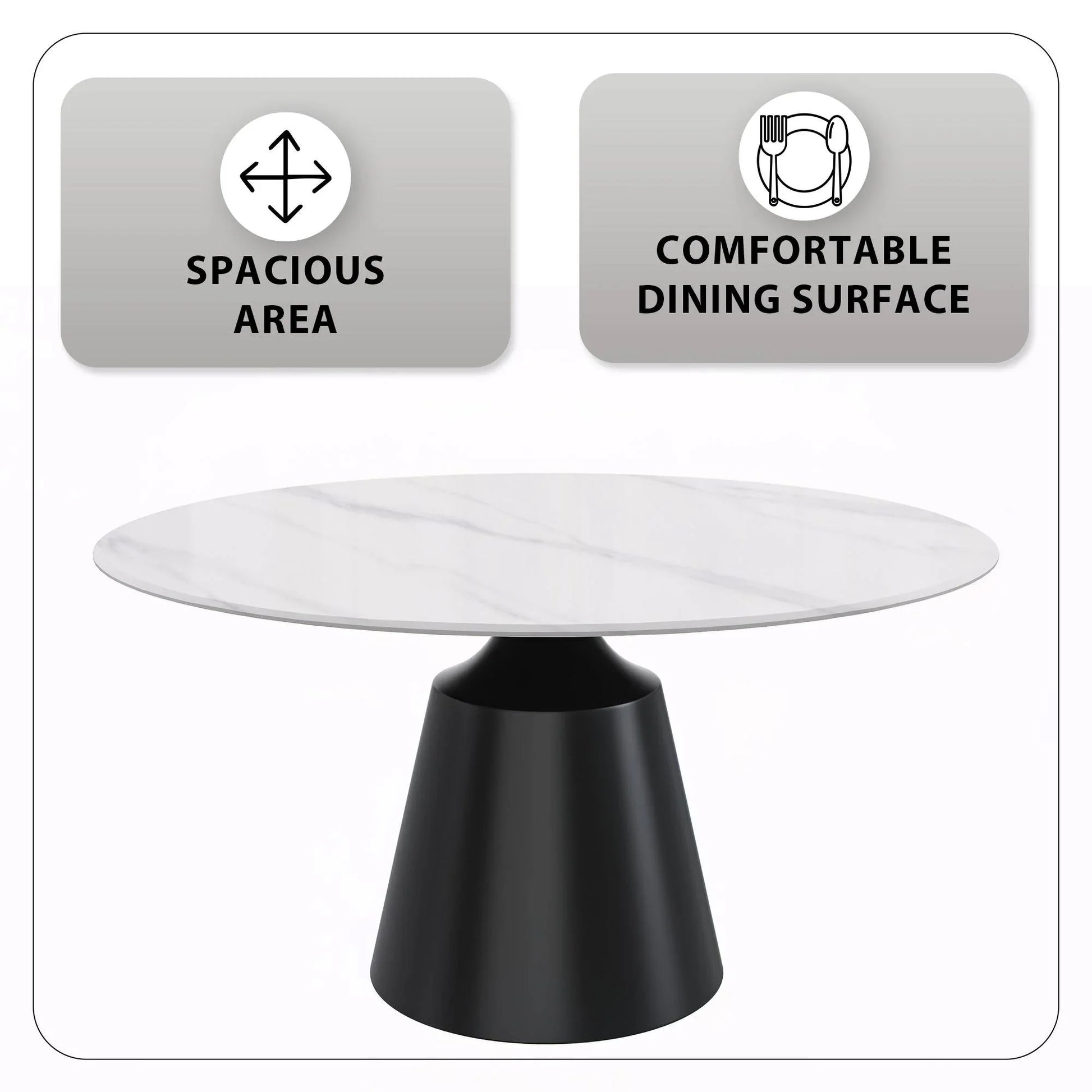 Prynn Modern Round Dining Table with a Sintered Stone/Glass Top in Stainless Steel - Elax Furniture