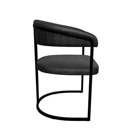 Aero Upholstered Dining Chair Curved Back Design Padded Seat in Iron