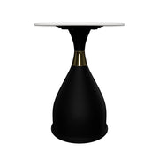 Bento Sintered Stone Top Side Table Round Accent Table Indoor Nightstand with Stainless Steel