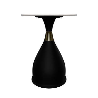 Bento Sintered Stone Top Side Table Round Accent Table Indoor Nightstand with Stainless Steel