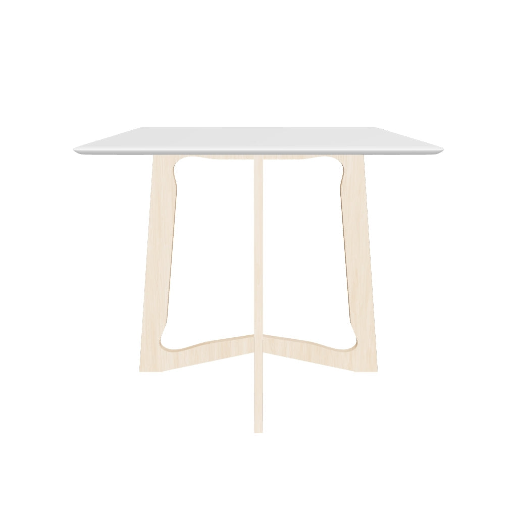 Cedar Square Dining Table with MDF Tabletop and X Shaped Oak Wood Base