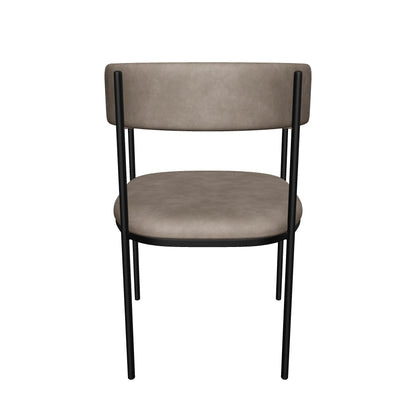 Cyril Dining Chair in Leather or Velvet with Open Back Design and Powder-Coated Iron Frame