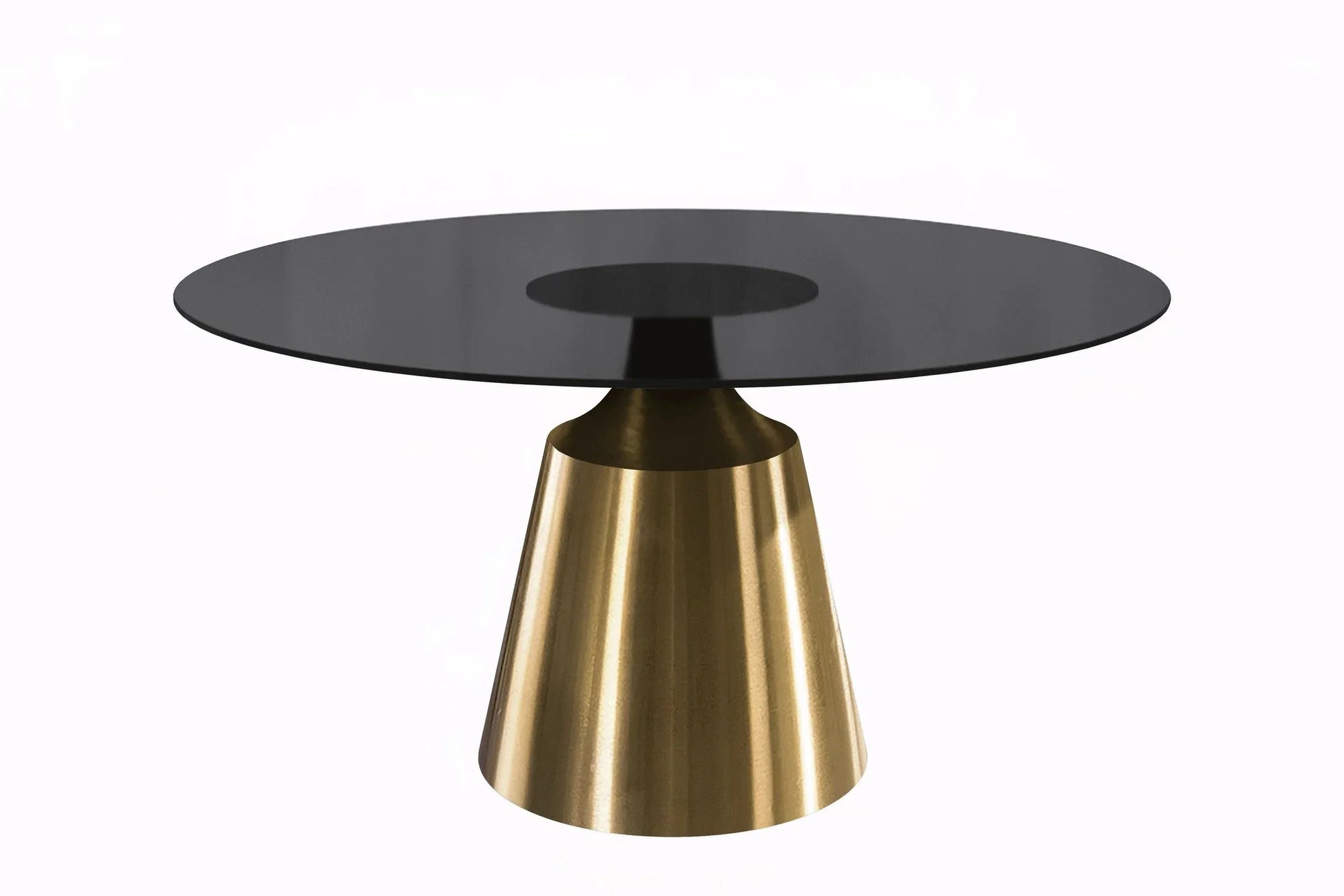 Prynn Modern Round Dining Table with a Sintered Stone/Glass Top in Stainless Steel - Elax Furniture