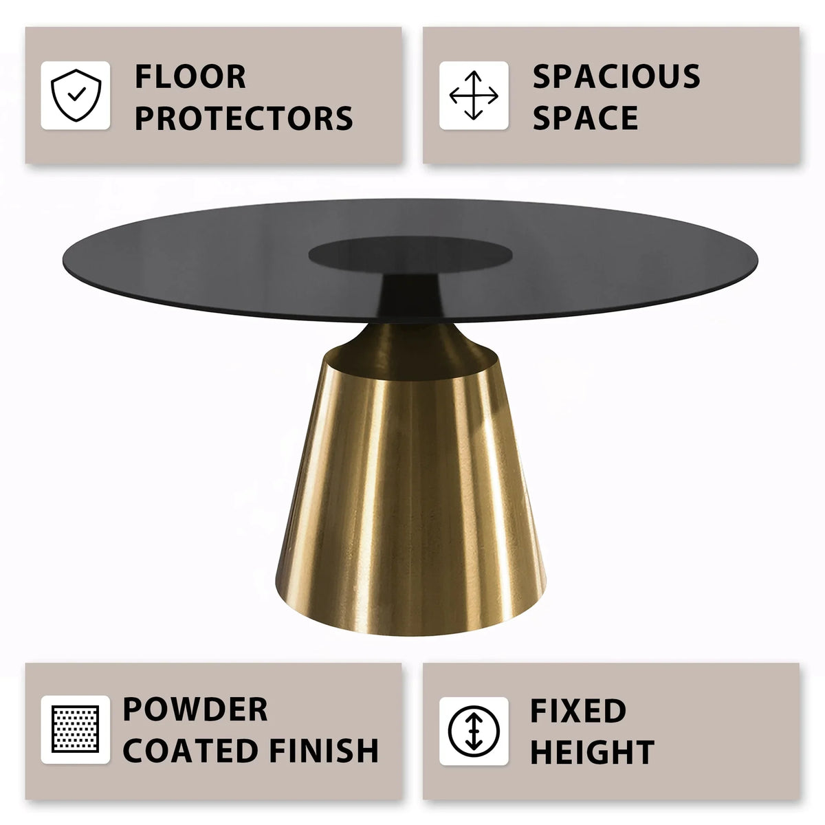 Prynn Modern Round Dining Table with a Sintered Stone/Glass Top in Stainless Steel - Elax Furniture