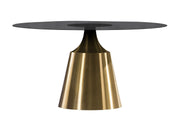 Prynn Modern Round Dining Table with a Sintered Stone/Glass Top in Stainless Steel - Elax Furniture