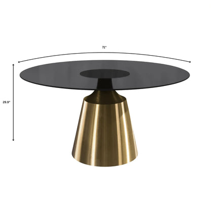 Prynn Modern Round Dining Table with a Sintered Stone/Glass Top in Stainless Steel - Elax Furniture
