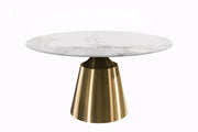 Prynn Modern Round Dining Table with a Sintered Stone/Glass Top in Stainless Steel - Elax Furniture