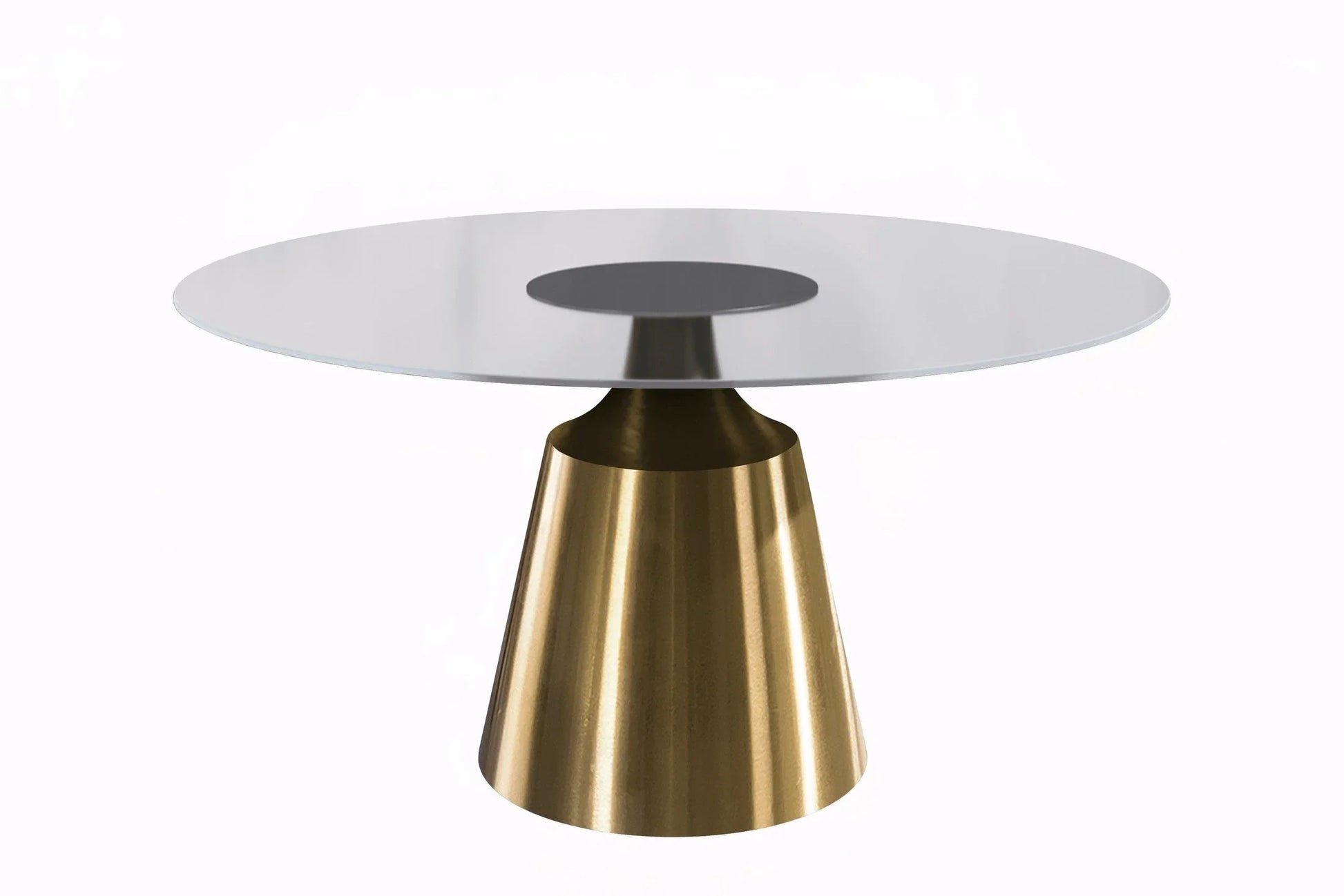 Prynn Modern Round Dining Table with a Sintered Stone/Glass Top in Stainless Steel - Elax Furniture