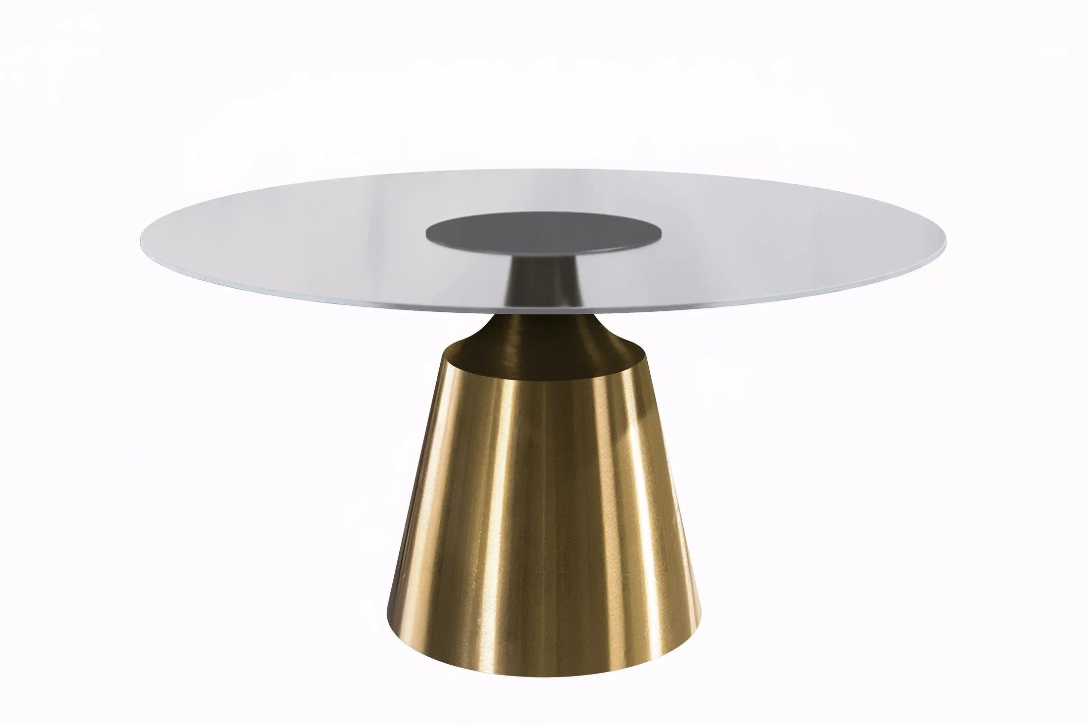Prynn Modern Round Dining Table with a Sintered Stone/Glass Top in Stainless Steel - Elax Furniture