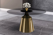 Prynn Modern Round Dining Table with a Sintered Stone/Glass Top in Stainless Steel - Elax Furniture