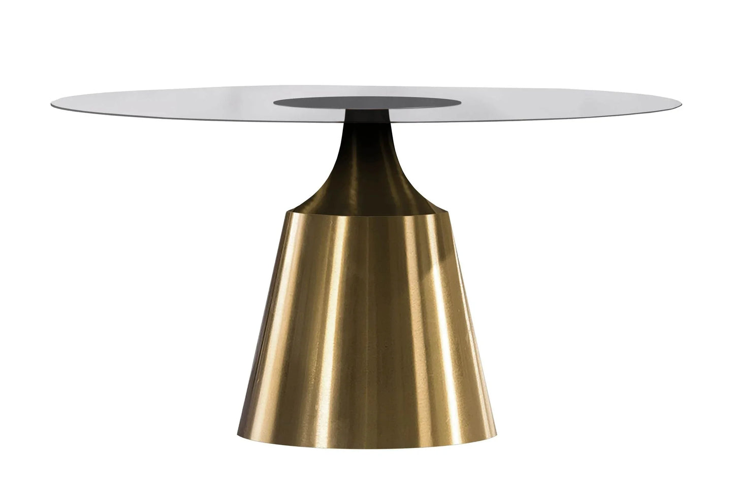 Prynn Modern Round Dining Table with a Sintered Stone/Glass Top in Stainless Steel - Elax Furniture
