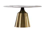 Prynn Modern Round Dining Table with a Sintered Stone/Glass Top in Stainless Steel - Elax Furniture