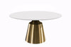 Prynn Modern Round Dining Table with a Sintered Stone/Glass Top in Stainless Steel
