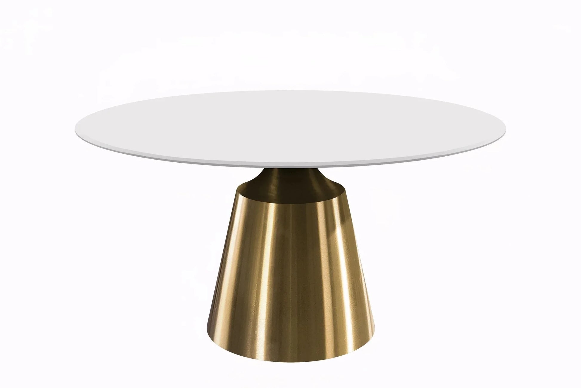 Prynn Modern Round Dining Table with a Sintered Stone/Glass Top in Stainless Steel - Elax Furniture