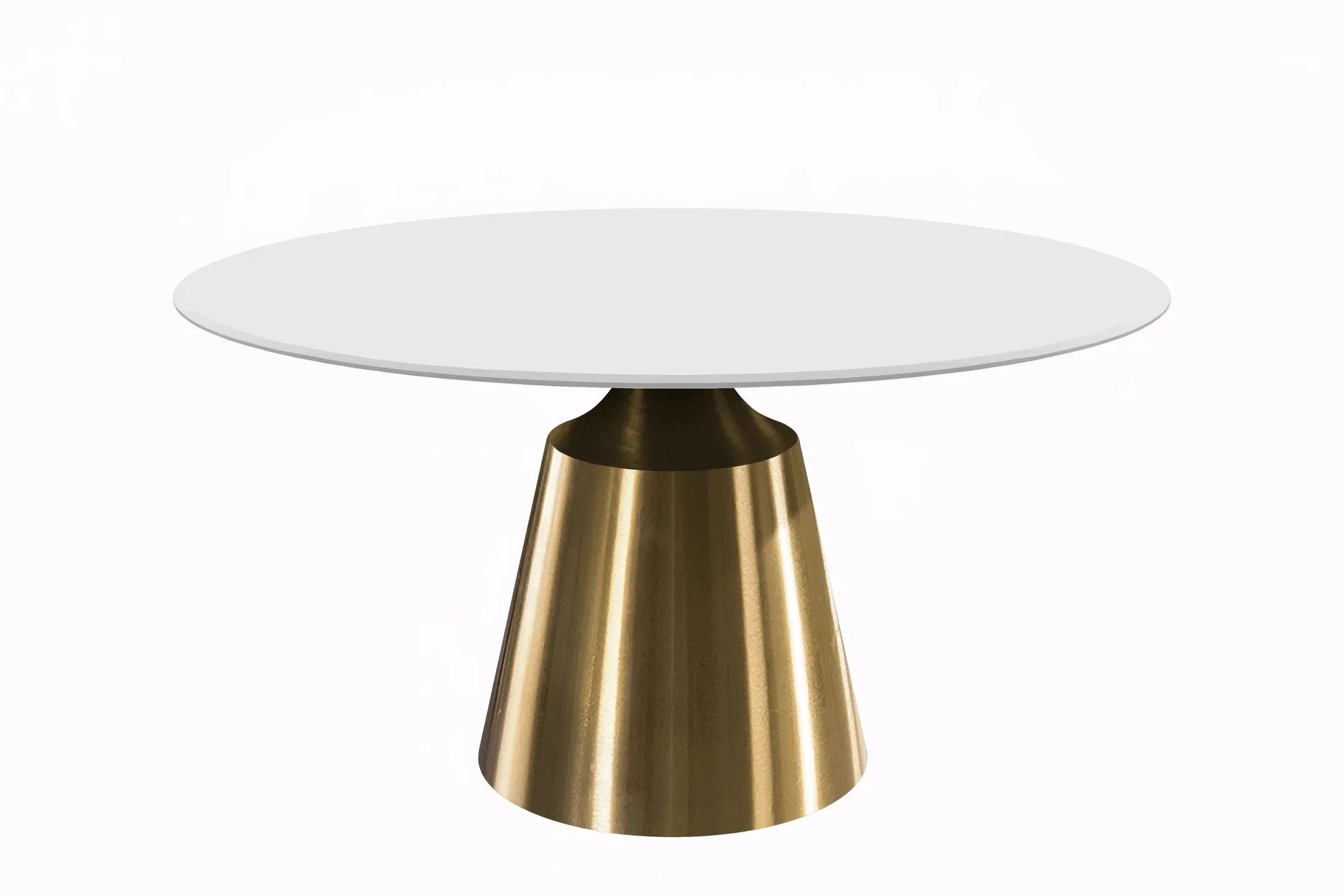 Prynn Modern Round Dining Table with a Sintered Stone/Glass Top in Stainless Steel - Elax Furniture