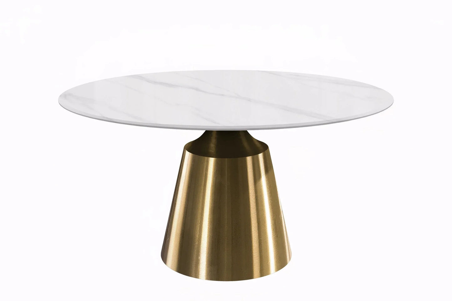 Prynn Modern Round Dining Table with a Sintered Stone/Glass Top in Stainless Steel - Elax Furniture