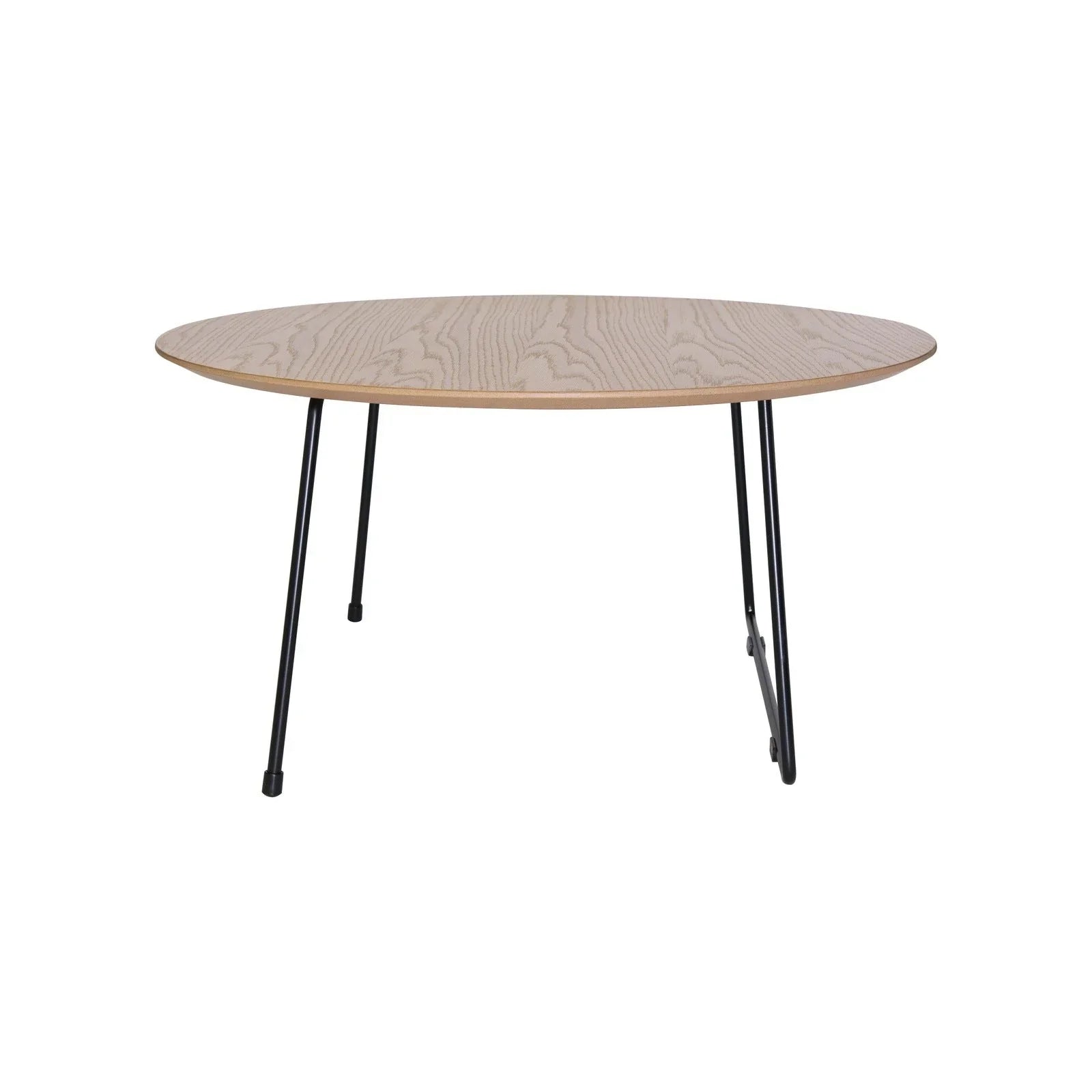 Pemborke Round Coffee Table with Oak Wood Tabletop in Iron - Elax Furniture
