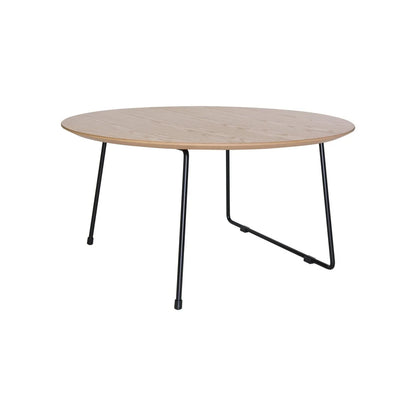 Pemborke Round Coffee Table with Oak Wood Tabletop in Iron - Elax Furniture