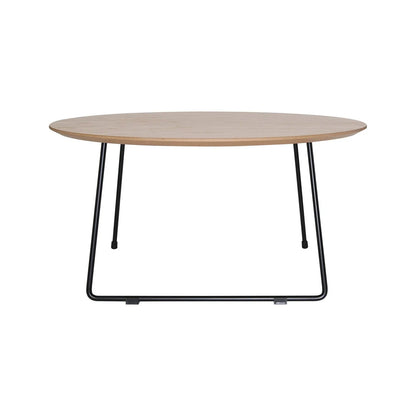 Pemborke Round Coffee Table with Oak Wood Tabletop in Iron - Elax Furniture