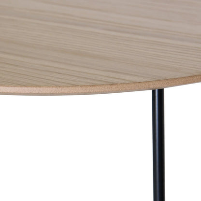 Pemborke Round Coffee Table with Oak Wood Tabletop in Iron - Elax Furniture
