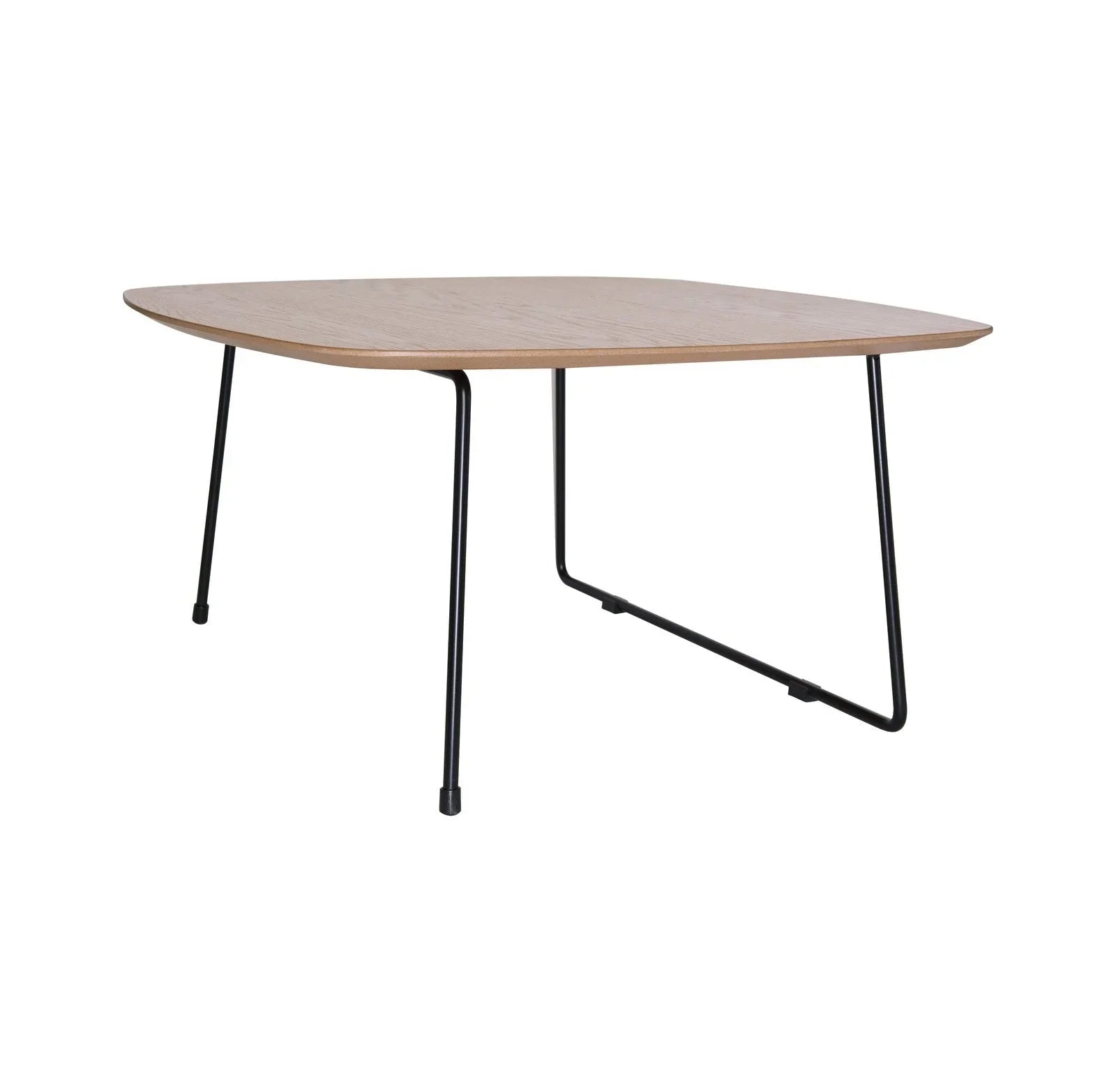 Pemborke Square Coffee Table with Oak Wood Table Top and Iron Frame - Elax Furniture