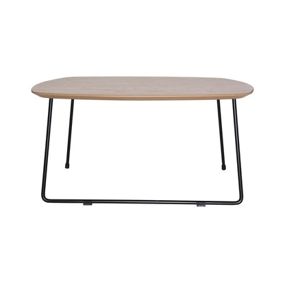 Pemborke Square Coffee Table with Oak Wood Table Top and Iron Frame - Elax Furniture