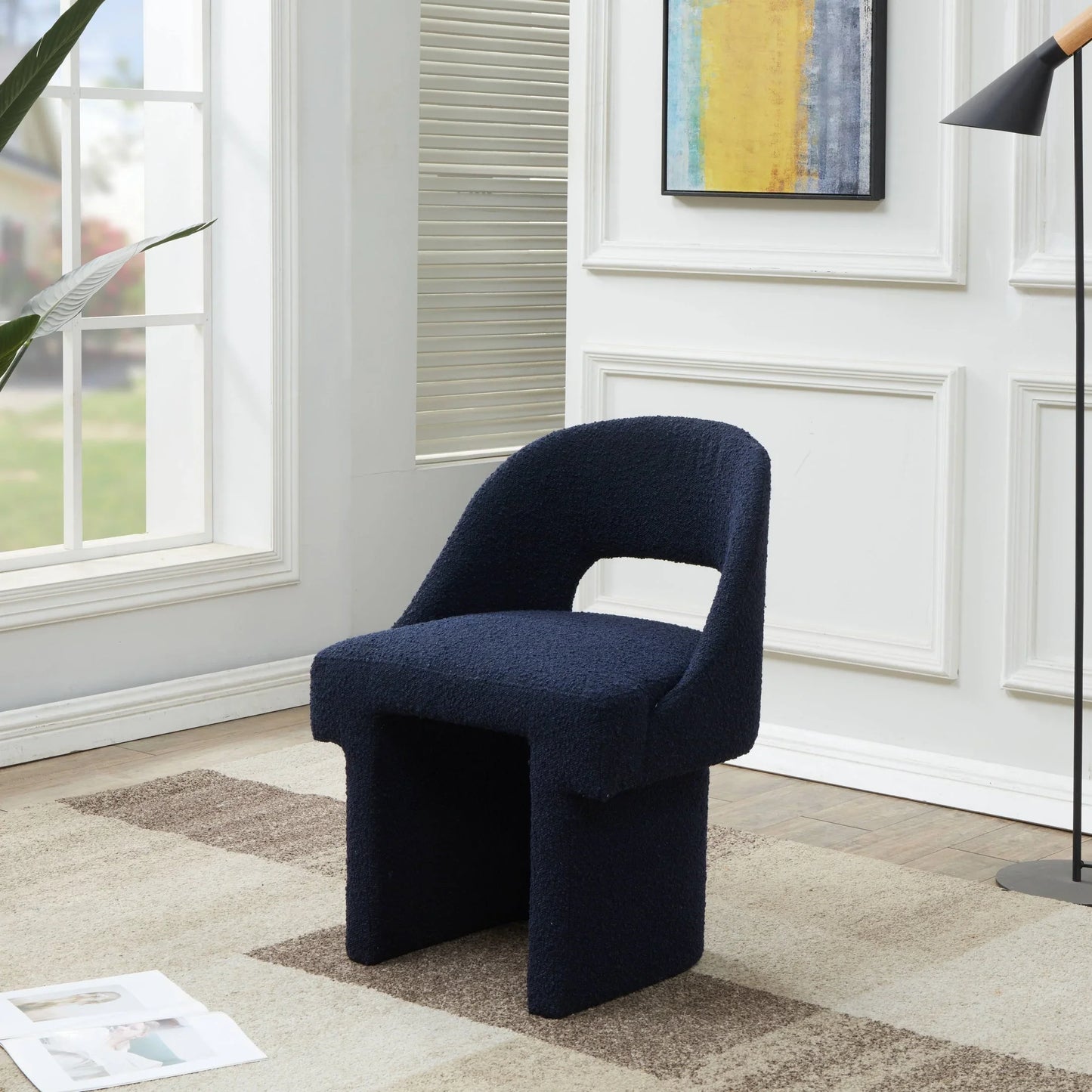 Quell Boucle Accent Chair Curved Open Back Design and Manufactured Wood Frame - Elax Furniture